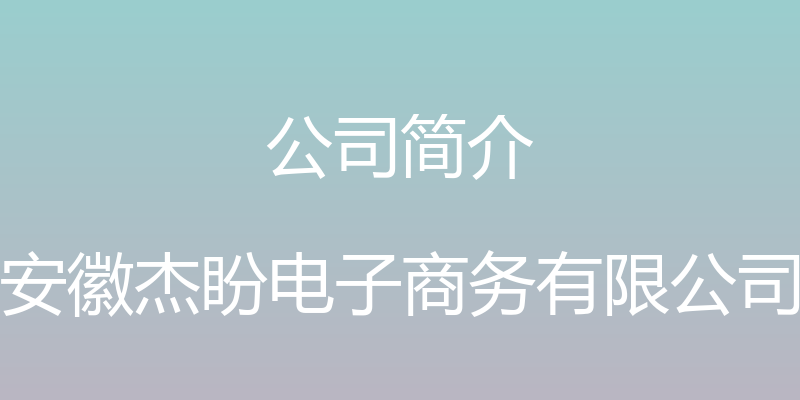 公司简介 - 安徽杰盼电子商务有限公司