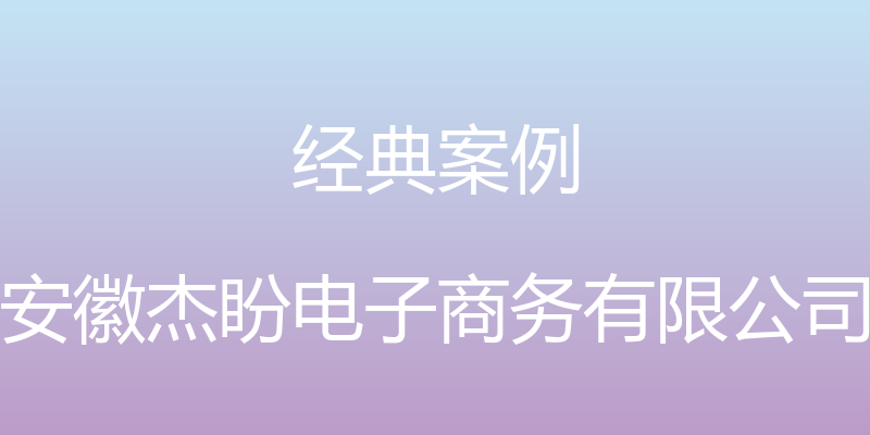 经典案例 - 安徽杰盼电子商务有限公司