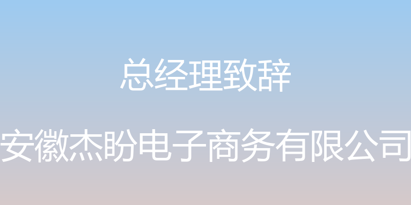 总经理致辞 - 安徽杰盼电子商务有限公司